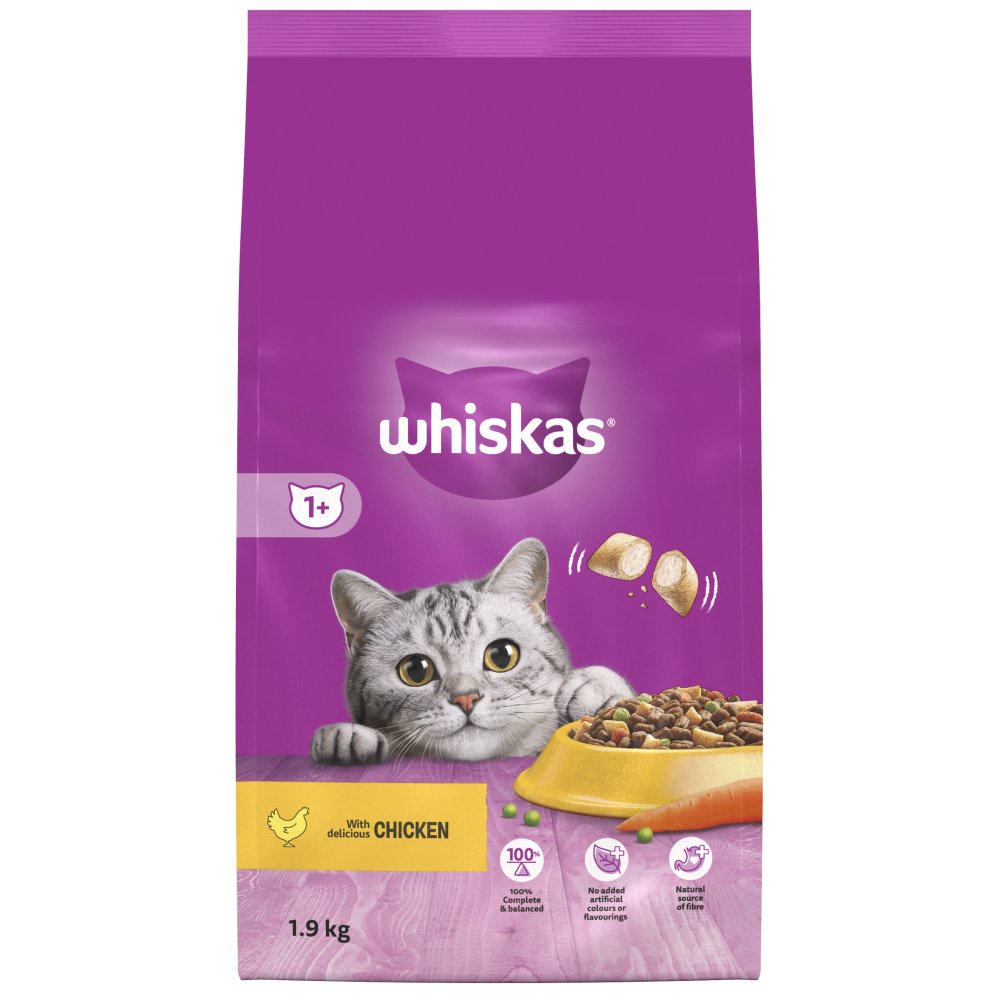 Whiskas Dry 1+ Cat Complete With Chicken 4x1.9kg