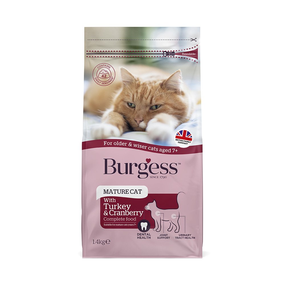 Burgess Cat Mature Turkey & Cranberry 4x1.4kg