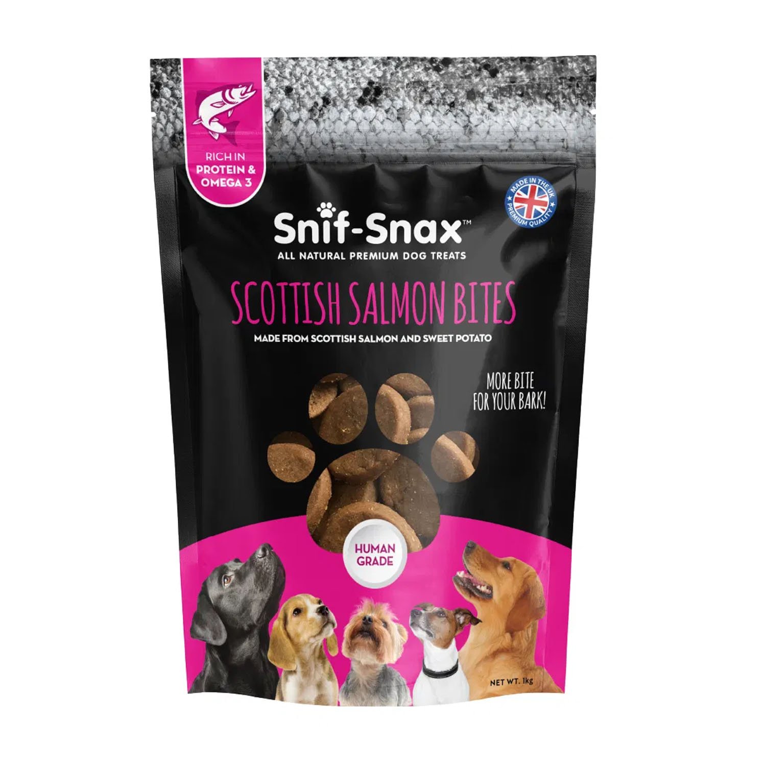 Snif Snax Scottish Salmon & Sweet Potato Bites 1kg