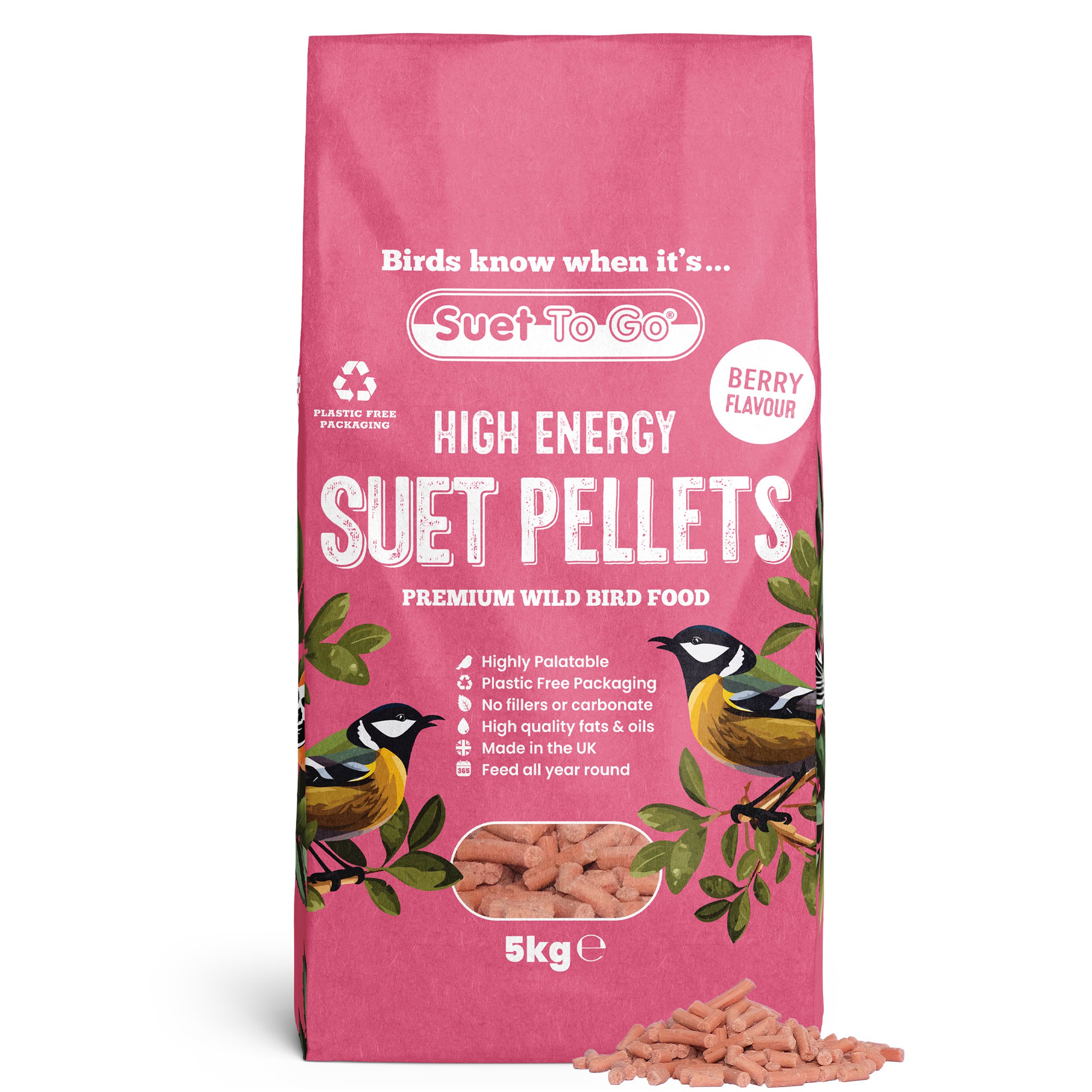 Suet To Go Berry Suet Pellets 5kg Plastic Free Bag