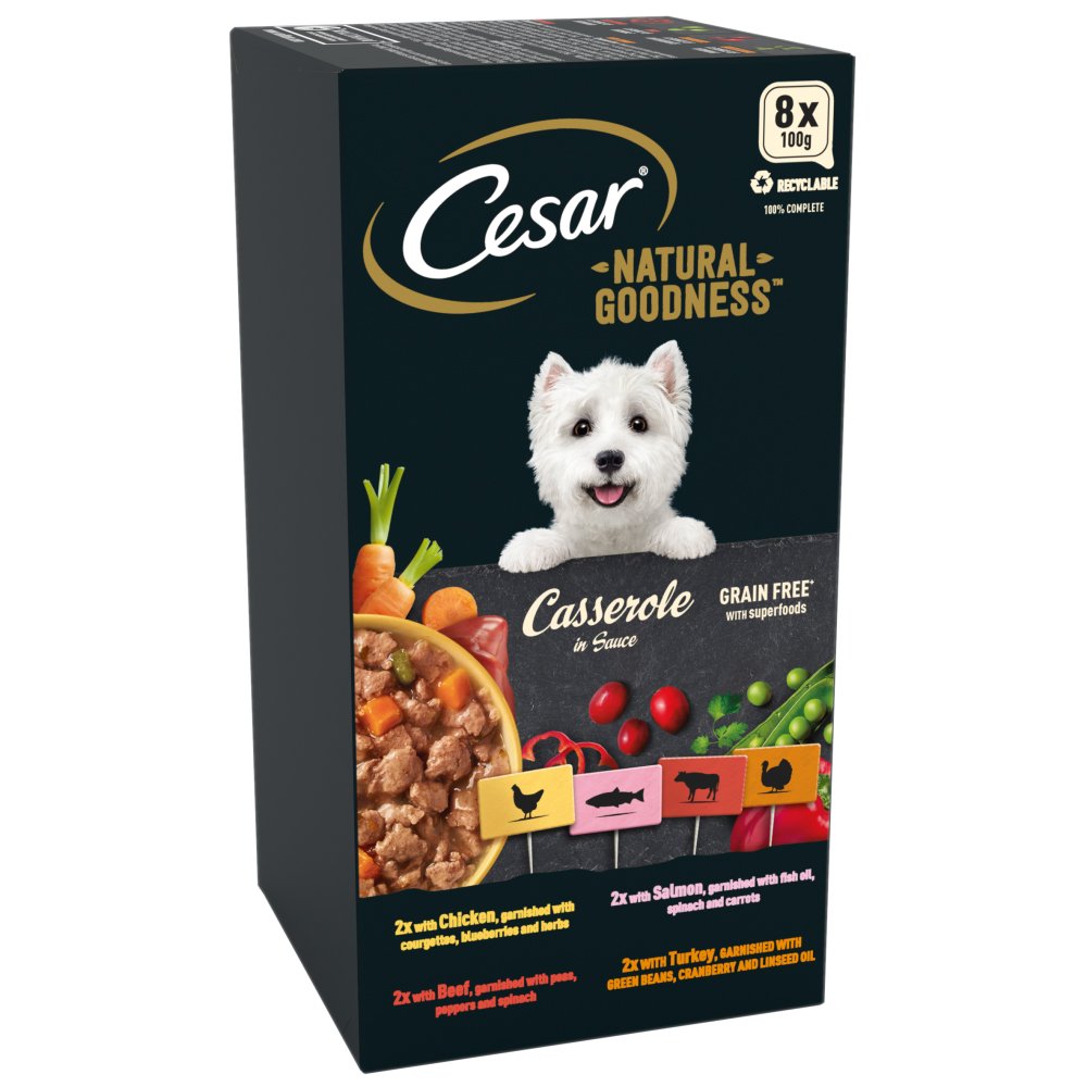 Cesar Dog Natural Goodness Casserole Mixed Selection in Gravy 3x8x100g