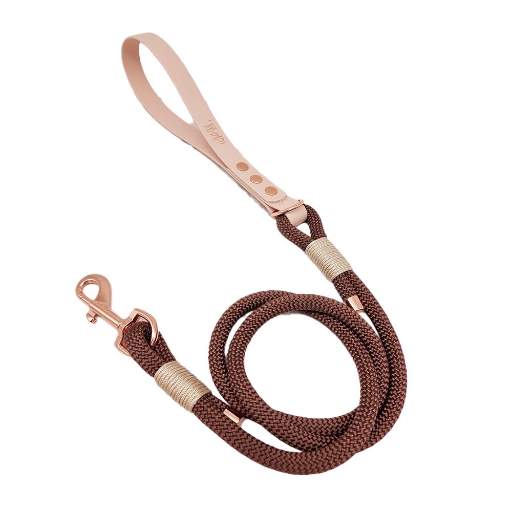 Trinkety Paws Country Collection Paracord Biothane Dog Lead Dark Brown/Powder Pearl 120cm