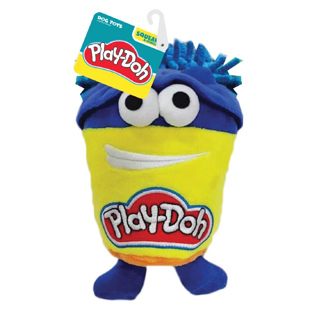 Hasbro Dog Toys Play-Doh Do-Doh Squeak and Crinkle Plush 7in Yellow/Blue 1x2