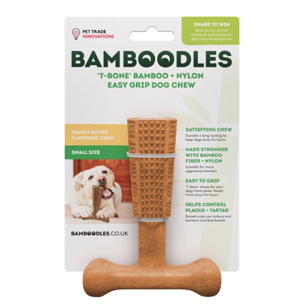 Bamboodles Dog T-Bone Chew Toy Peanut Butter