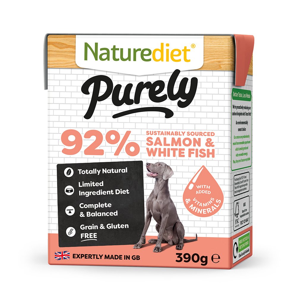 Naturediet Dog Purely Salmon & White Fish Tray 18x390g