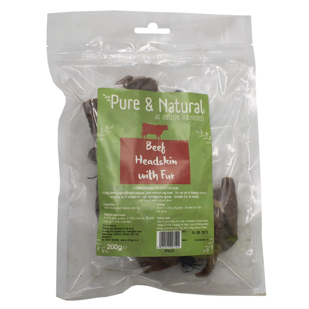 Pure & Natural Beef Headskin With Fur