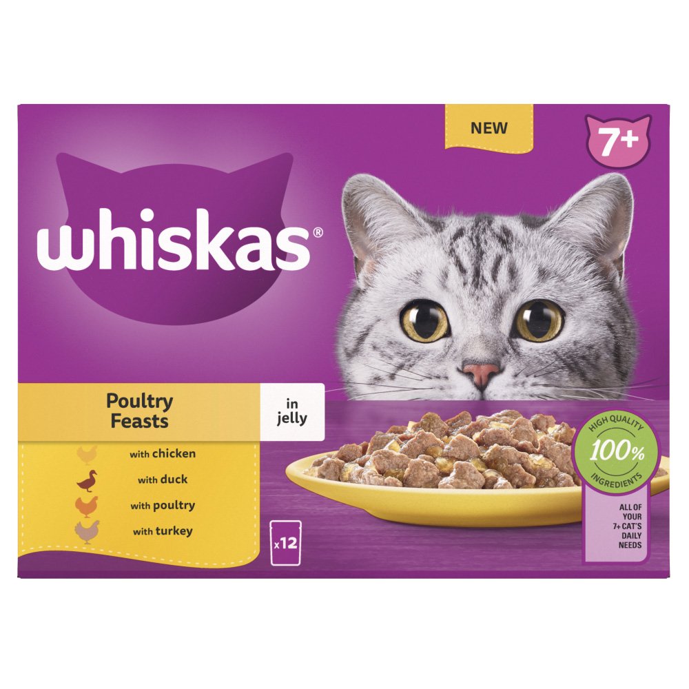 Whiskas Pouch 7+ Cat Poultry Feasts in Jelly 4x12x85g