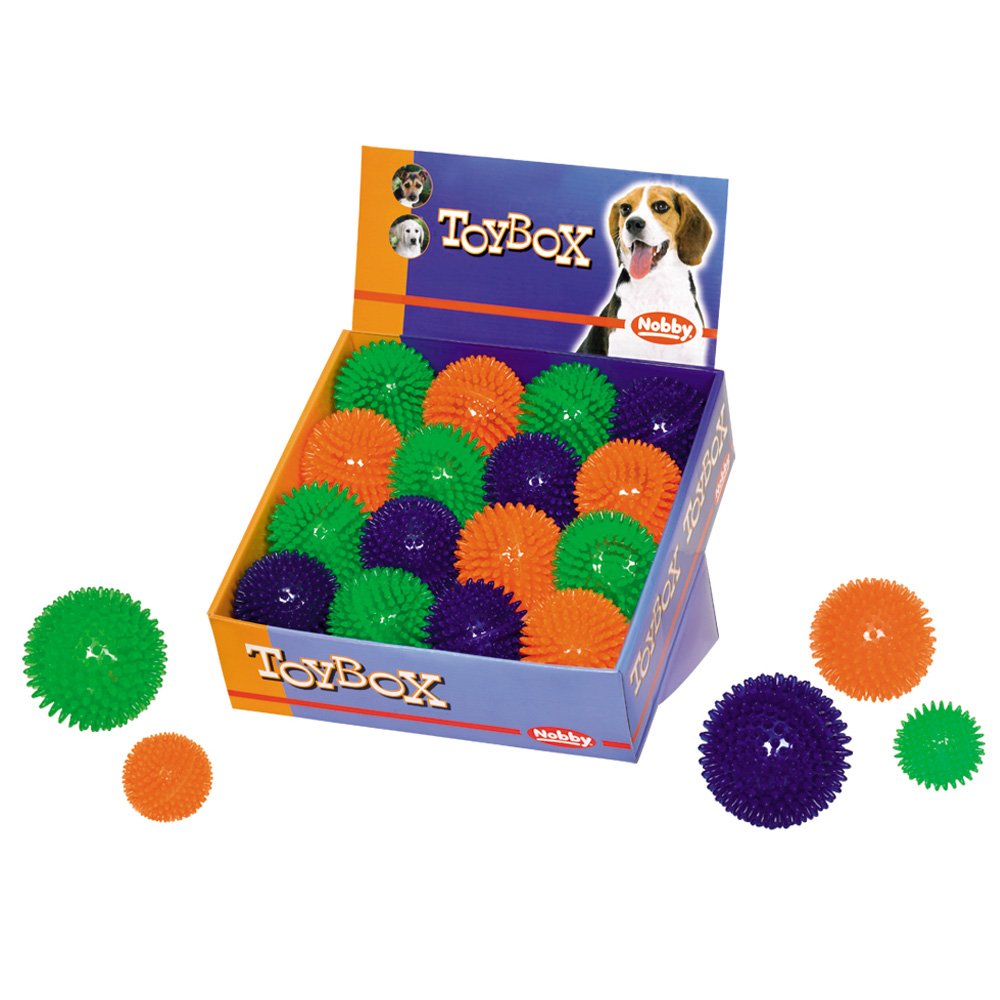 Nobby TPR Ball Spiky Assorted Colours 6cm Display Case 41 pcs