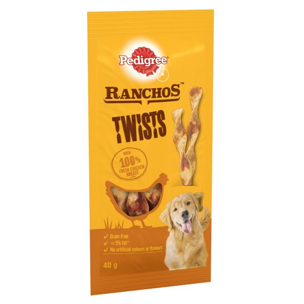Pedigree Ranchos Twist Dog Treats with Chicken CR71R 12x40g