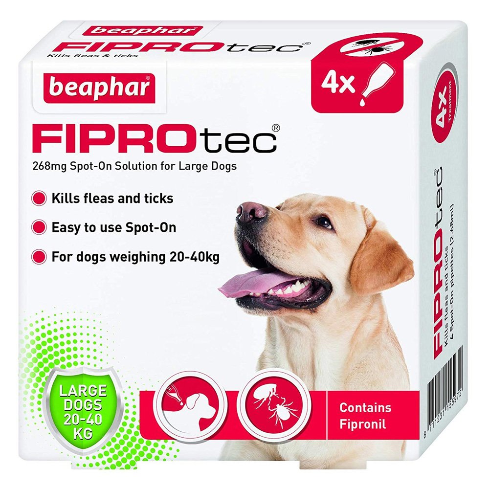 Beaphar Fiprotec Large Dog Spot On Flea & Tick Treatment 4 Pipette 1x6