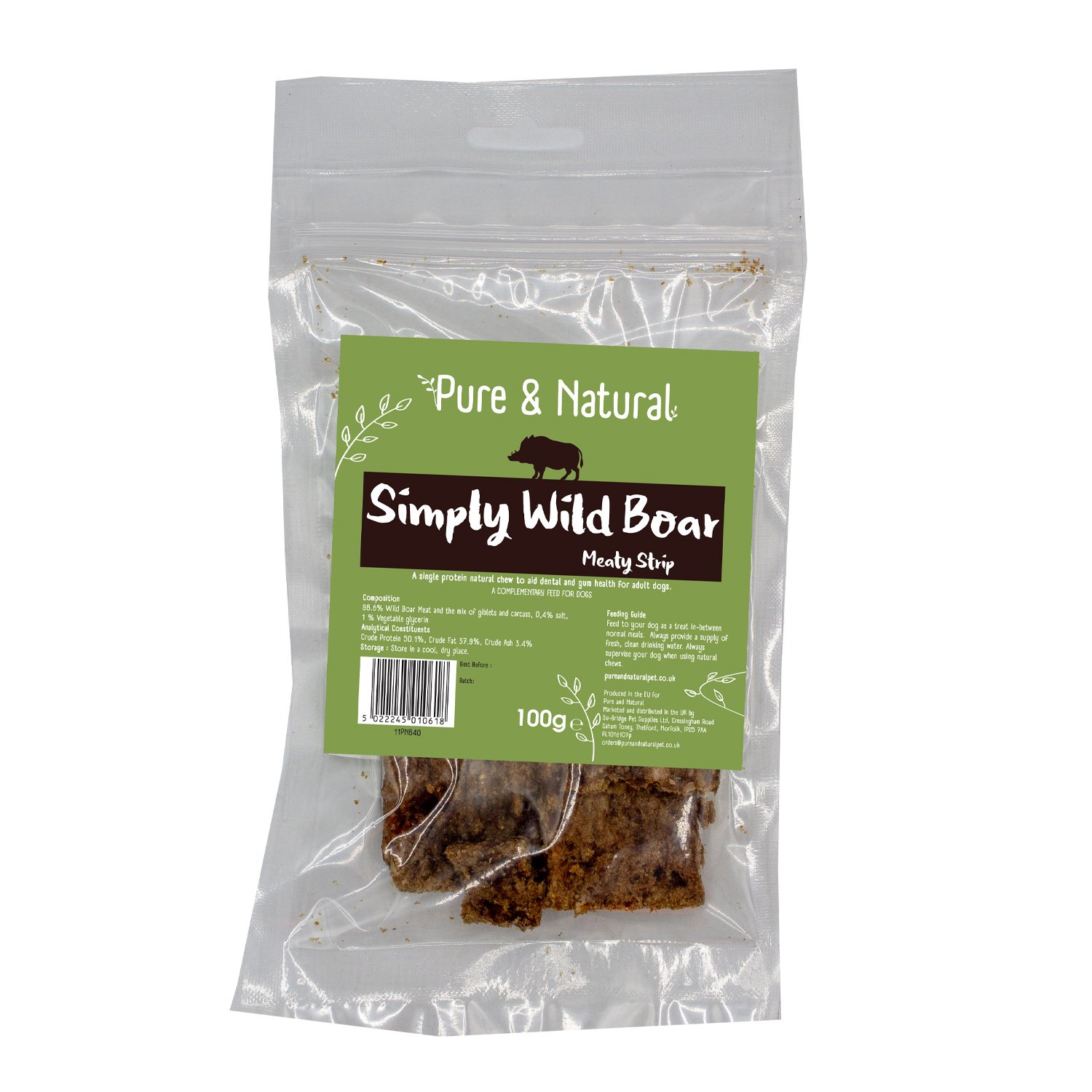 Pure & Natural Meat Strips Wild Boar 100g