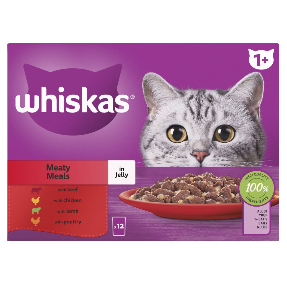 Whiskas Pouch 1+ Cat Meaty Meals in Jelly 4x12x85g