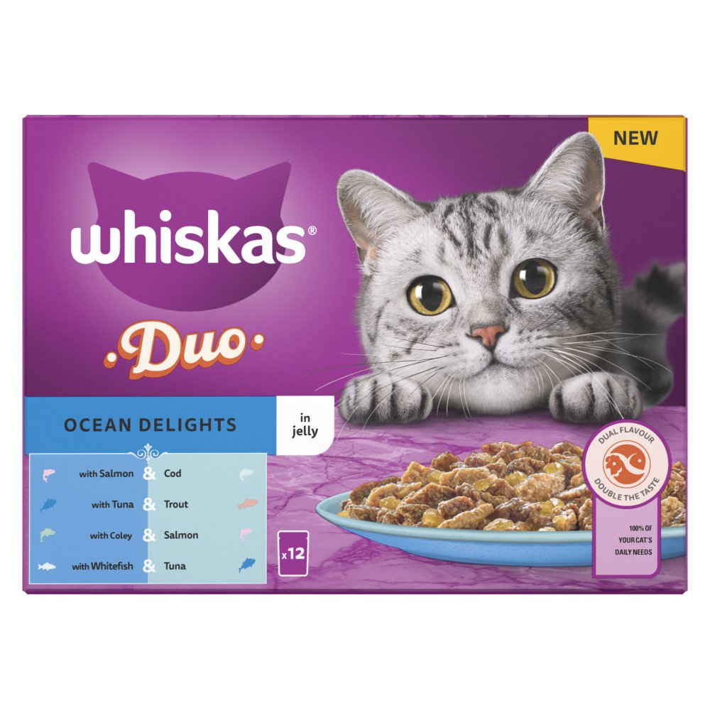 Whiskas Pouch 1+ Cat Duo Ocean Delights in Jelly 4x12x85g