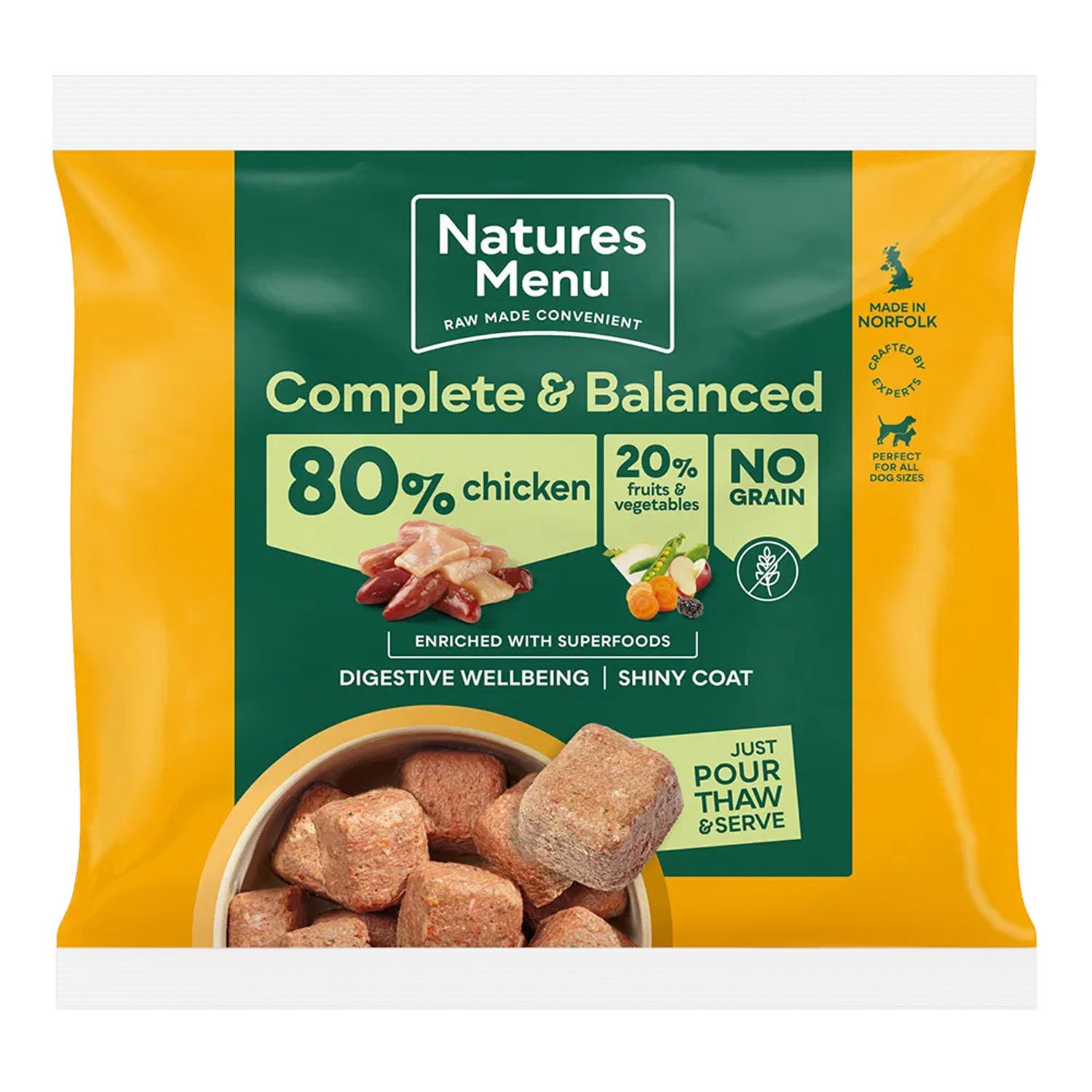 Natures Menu Frozen Dog Adult Complete and Balance 80-20 Chicken 1kg
