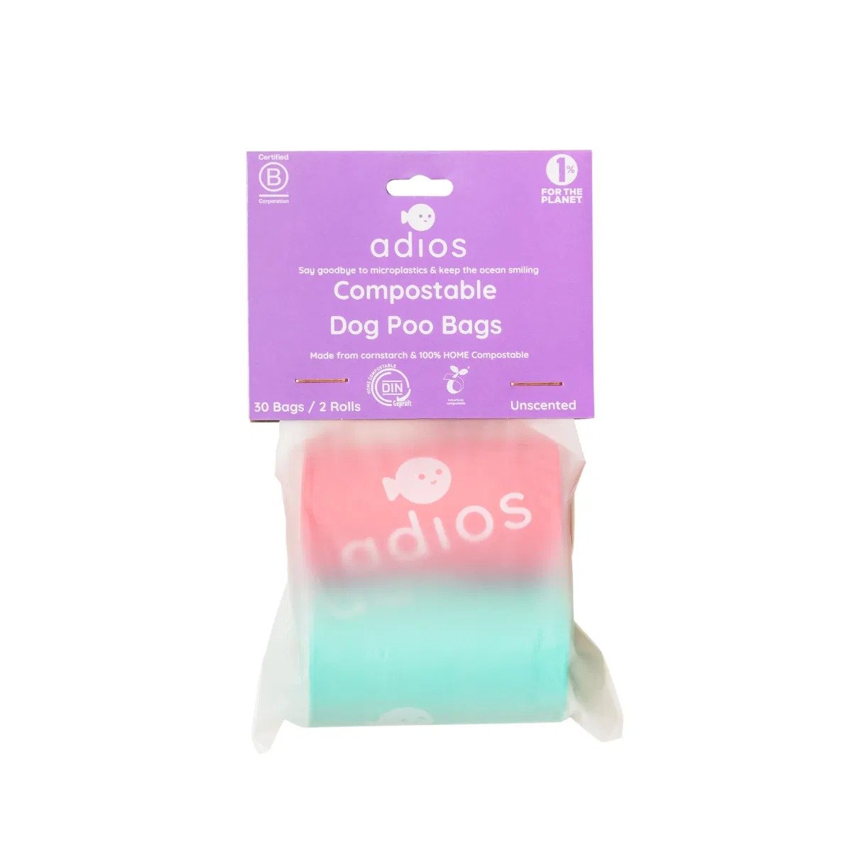 Adios Compostable Poop Bags Rainbow 2x15