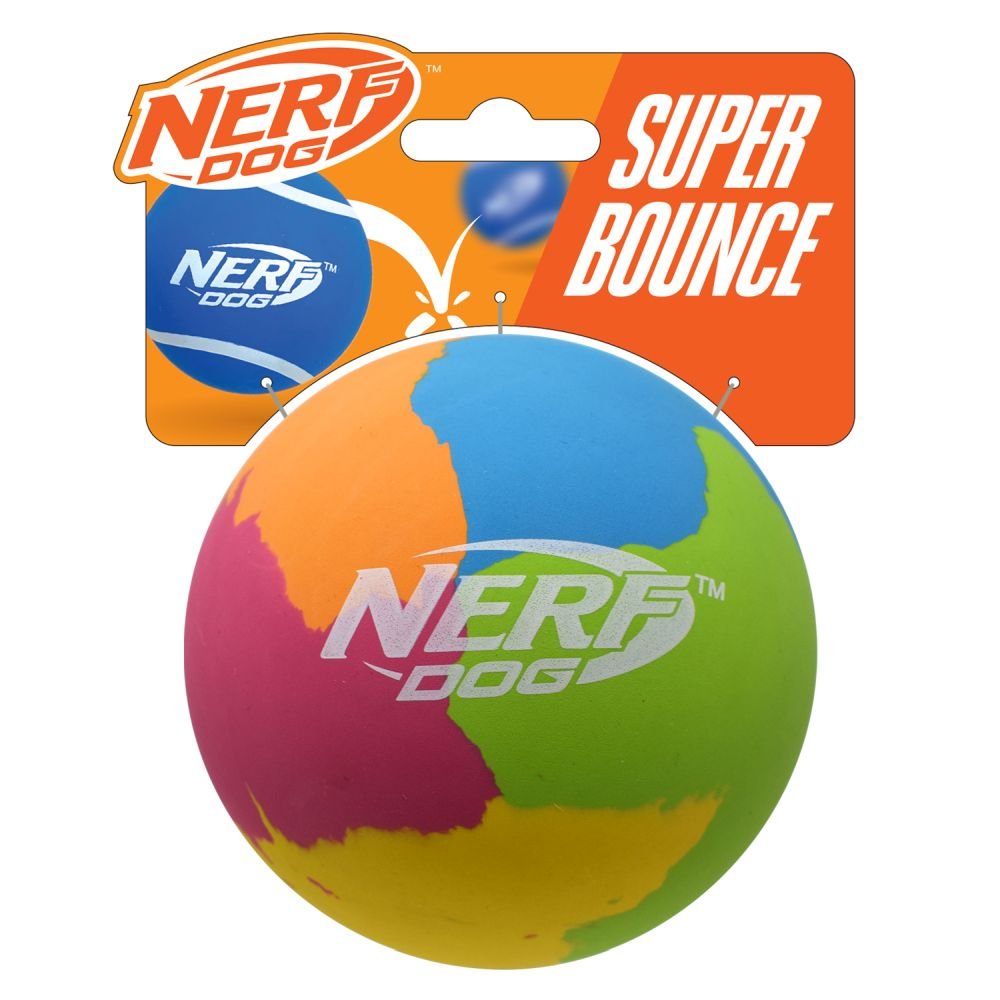 Nerf Dog Rubber Super Bounce Ball 3.8in Pink/Blue/Green/Orange/Yellow 1x2
