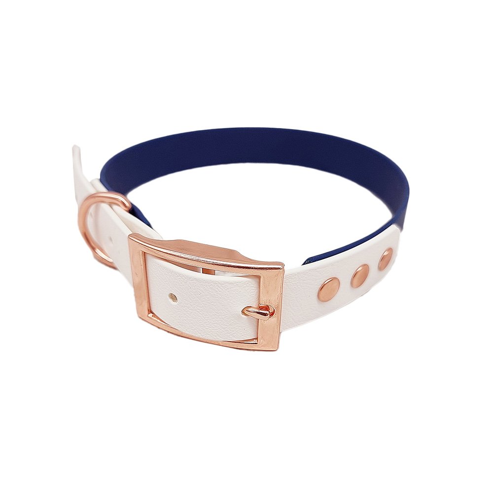 Trinkety Paws City Collection Biothane Dog Collar Navy/White Extra Small 20-30cm 16mm