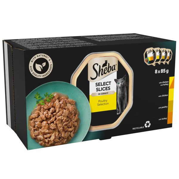Sheba Select Slices Cat Trays Poultry Collection in Gravy 4x8x85g
