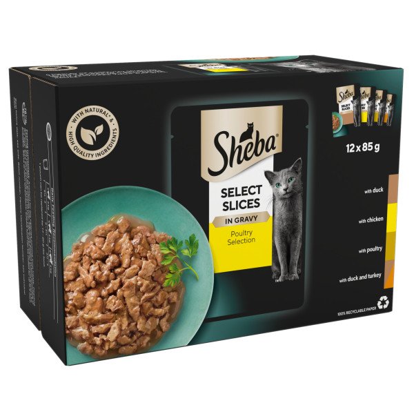 Sheba Select Slices Cat Pouches Poultry Collection in Gravy 4x12x85g