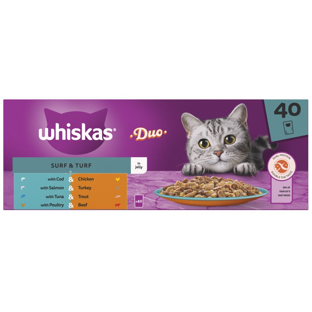 Whiskas Pouch 1+ Cat Duo Surf & Turf in Jelly