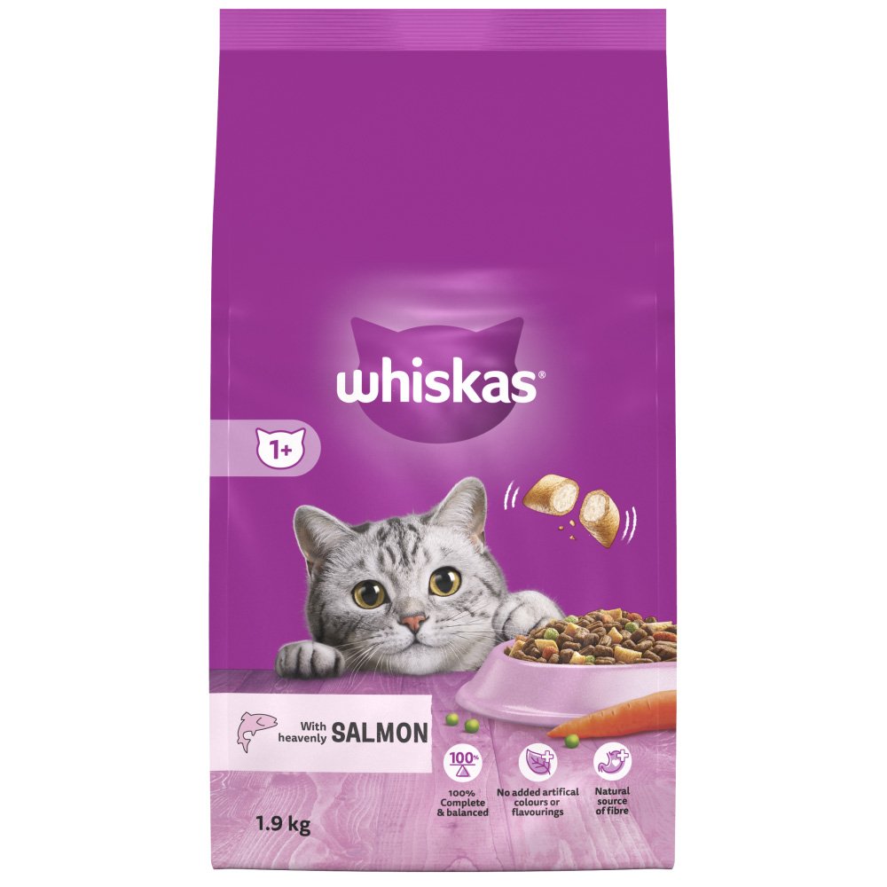 Whiskas Dry 1+ Cat Complete With Salmon 4x1.9kg