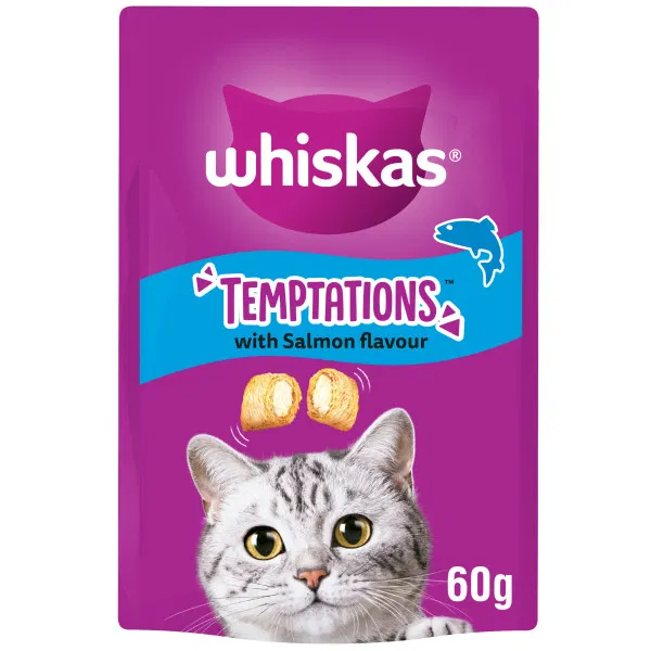 Whiskas Temptations Cat Treats with Salmon Flavour 6x60g 