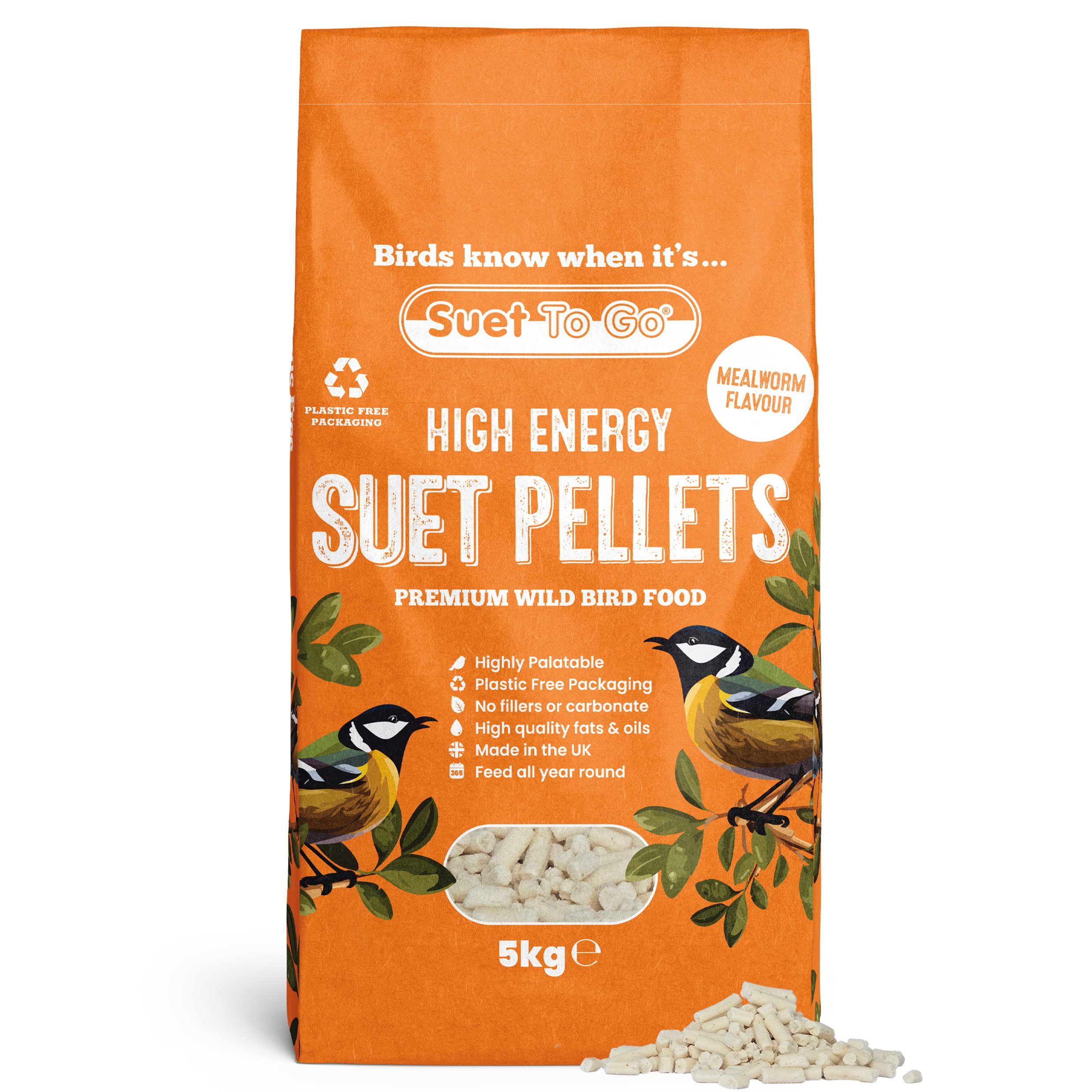 Suet To Go Mealworm Suet Pellets 5kg Plastic Free Bag
