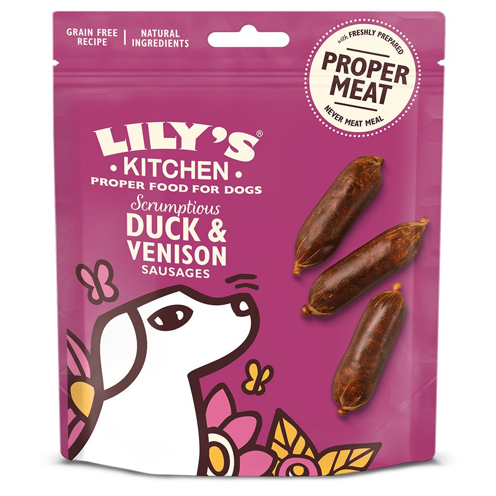 Lilys Kitchen Dog Treats Scrumptious Duck & Venison Sausages 8x70g
