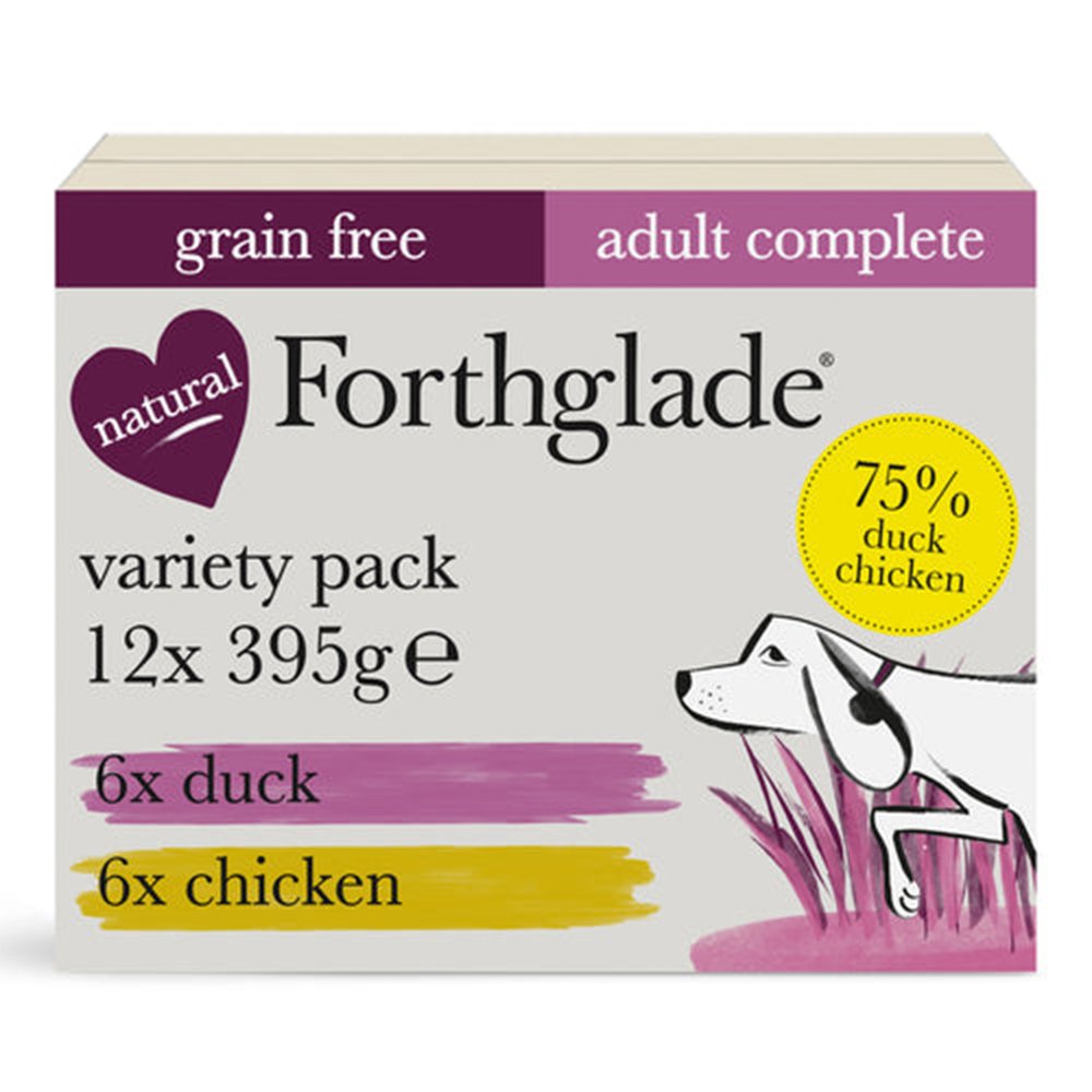Forthglade Complete Meal Adult Dog Grain Free Duo Variety (Duck & Chicken) 12x395g