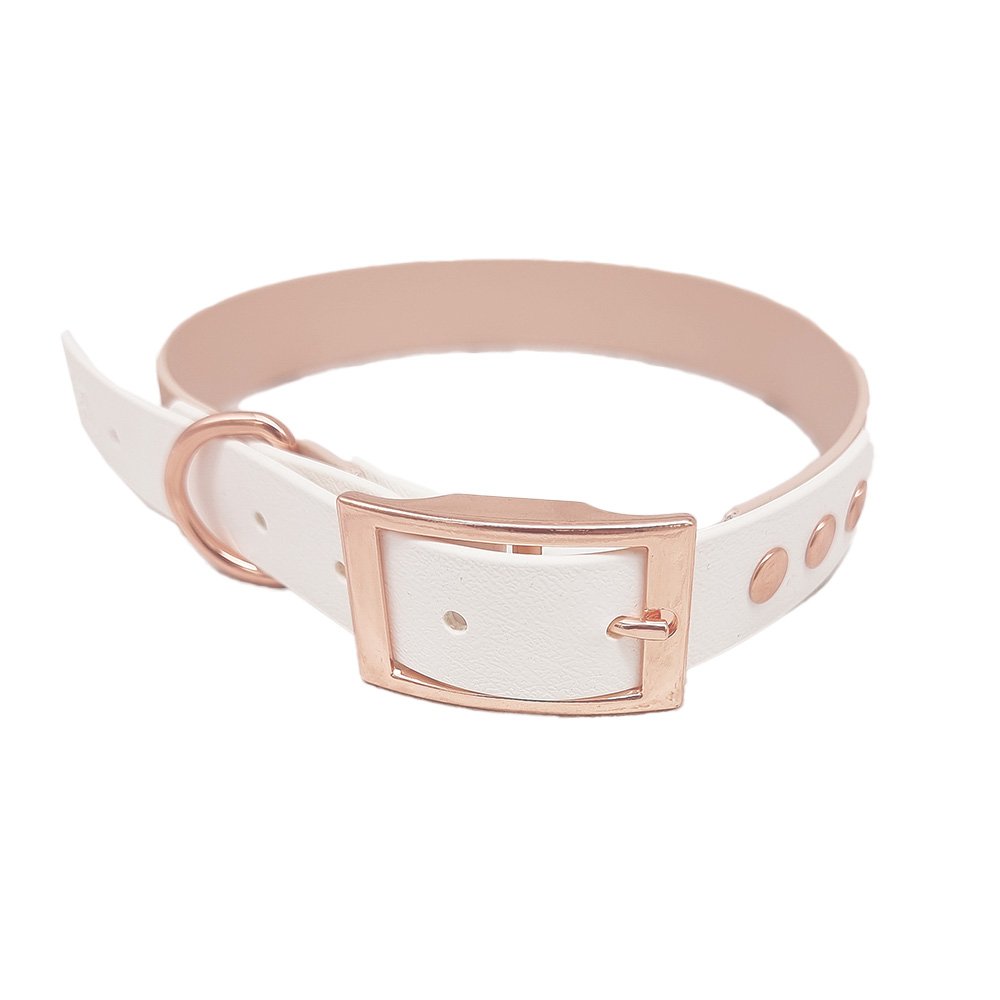 Trinkety Paws City Collection Biothane Dog Collar Powder Pearl/White Extra Large 48-60cm 25mm