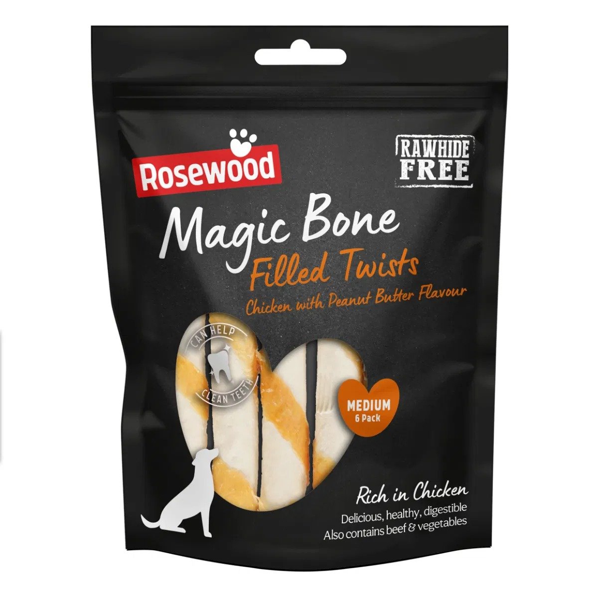 Rosewood Magic Bone Twists Chicken Dog Treats 10x195g