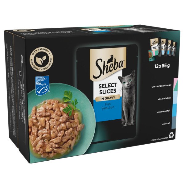 Sheba Select Slices Cat Pouches Fish Collection in Gravy 4x12x85g