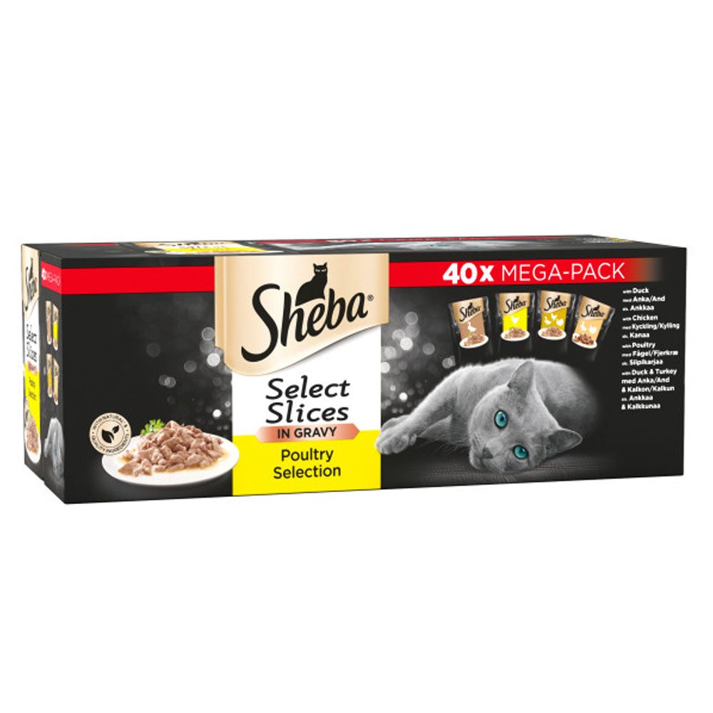 Sheba Select Slices Cat Pouches Poultry Collection in Gravy 40x85g Bulk