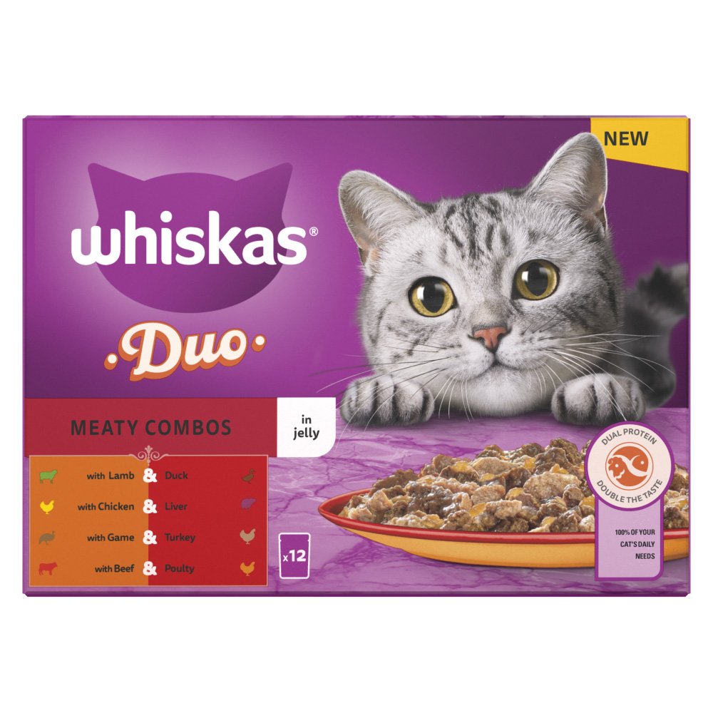 Whiskas Pouch 1+ Cat Duo Meaty Combos in Jelly 4x12x85g
