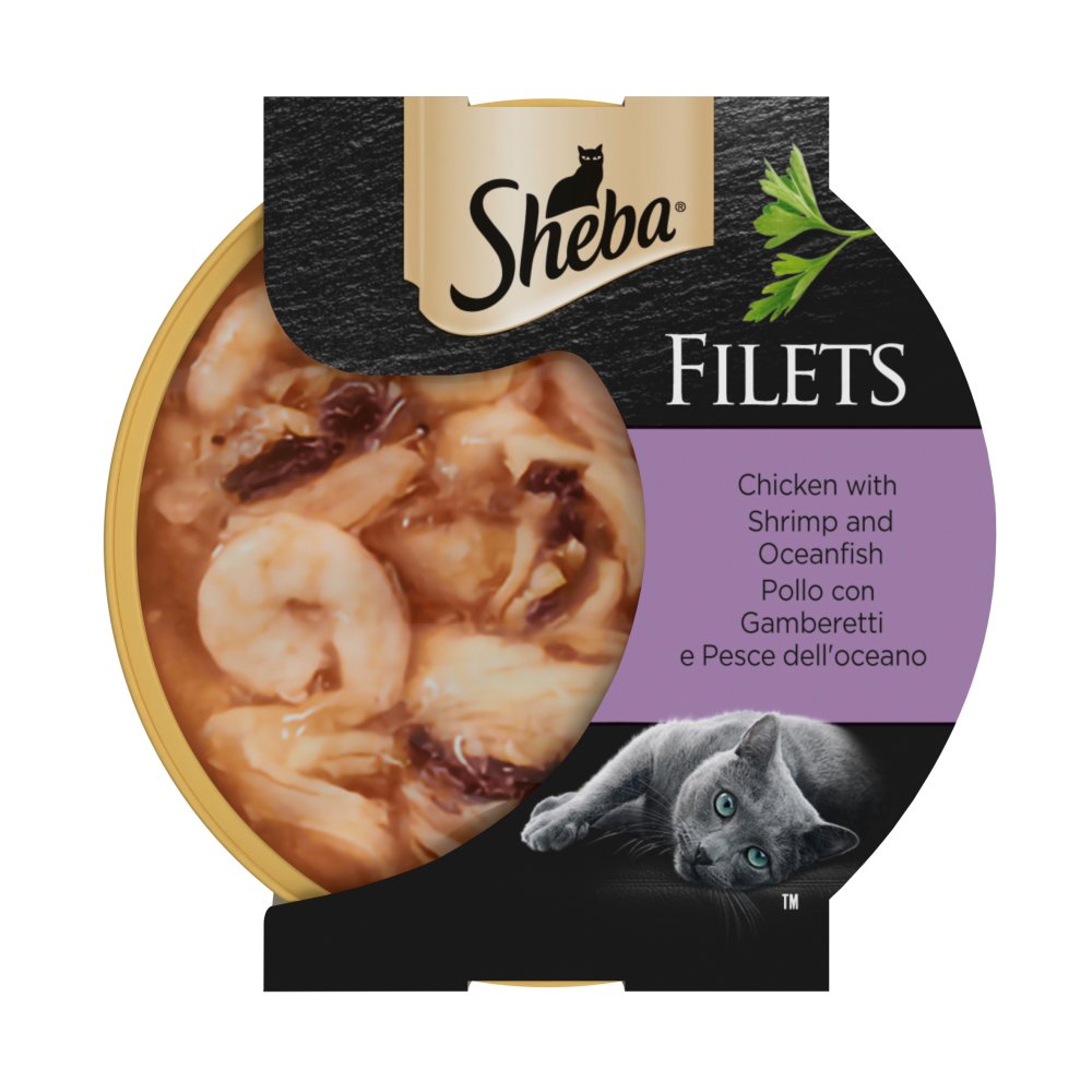Sheba Fillets with Chicken with Shrimp and Ocean fish in Gravy Tray 32x60g