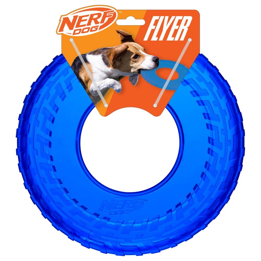 Nerf Dog Translucent TPR Tire Flyer 10in Blue 1x2