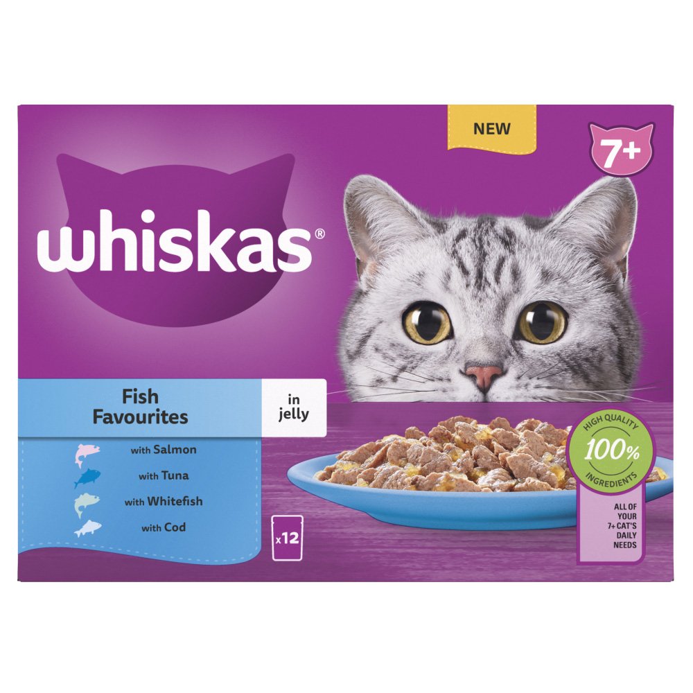 Whiskas Pouch 7+ Cat Fish Favourites in Jelly 4x12x85g