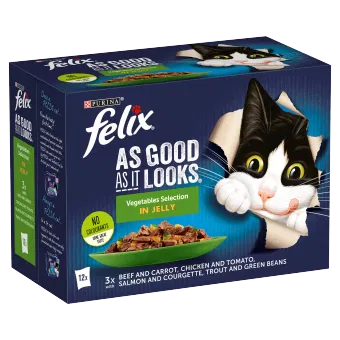 Felix Cat Pouch As Good As It Looks In Jelly Vegetable Selection 4x12x85g