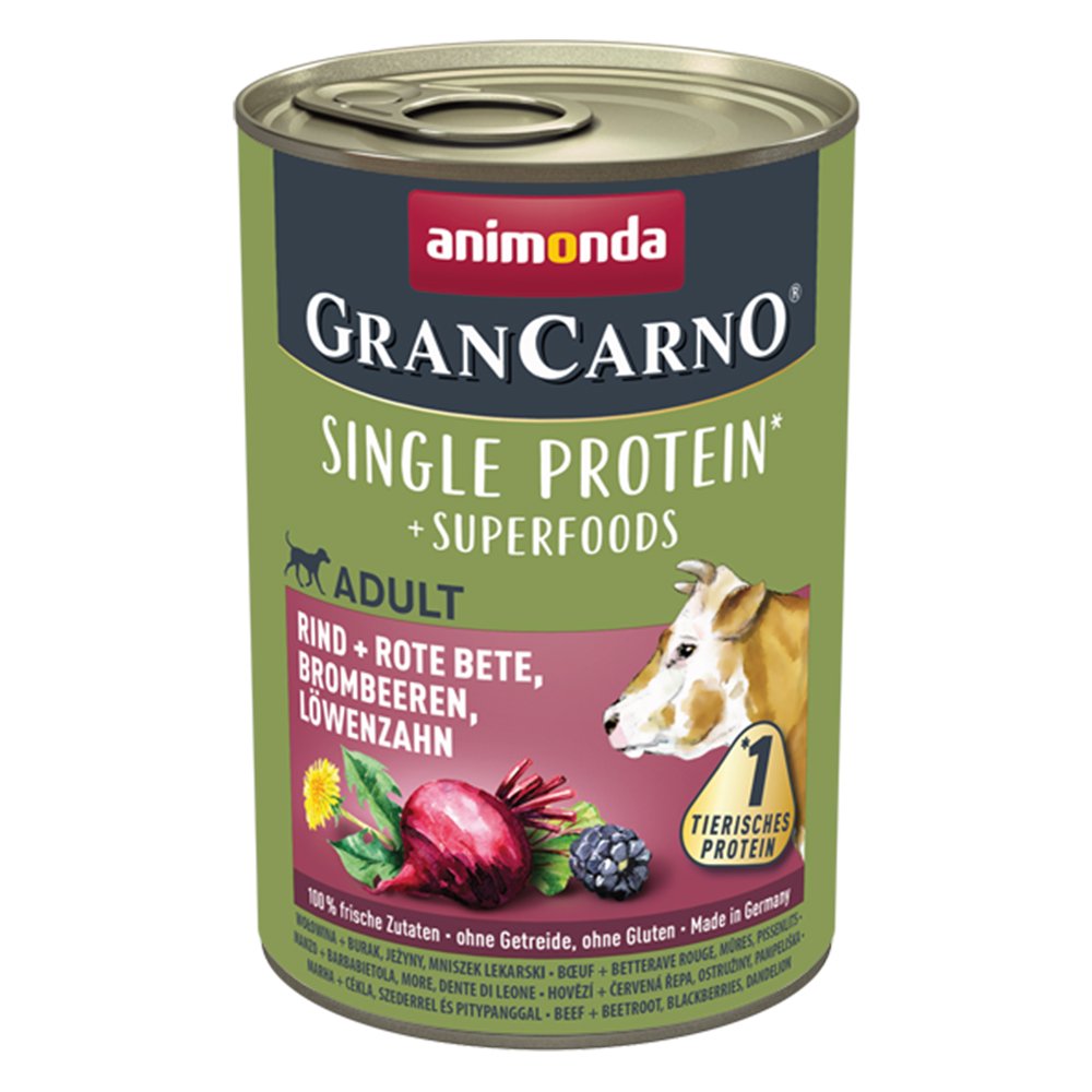 Animonda GranCarno Adult Dog Superfoods Beef/Beetroot/Blackberries/Dandelion 6x400g